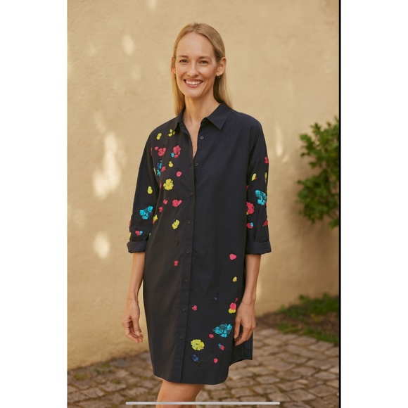 VILAGALLO SHIRT DRESS COTTON BREATHABLE NOVELTY LTD EDITION PIECE FLORAL 36 US 2 - Picture 1 of 11